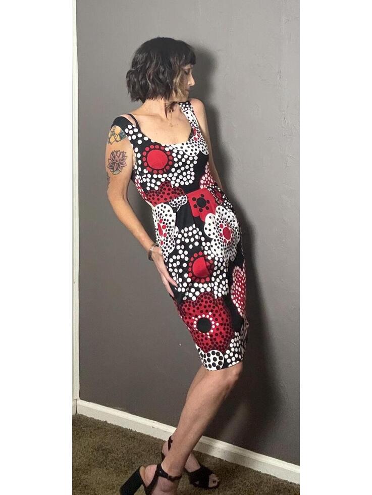 Dolce & Gabbana Dot Floral Wiggle Dress Size 40 6 Us 10 Uk